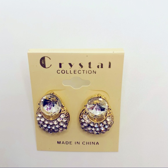 Earrings Crystal Clear set in golden tone!STUNNING - Picture 8 of 13